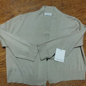 Calvin Klein Gold Solid Glitter Shrug NWT